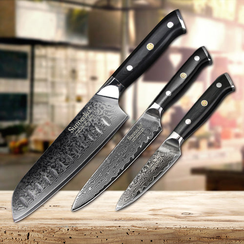3PCS Damascus Kitchen Knife Set