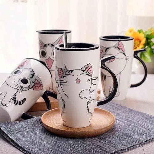 600ml Cute Cat Ceramics Coffee Mug With